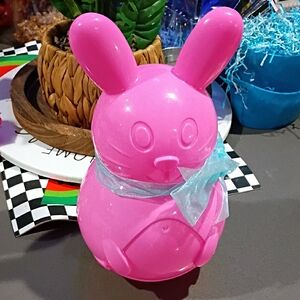 Pink Bunny Figurine with Sheer Bow